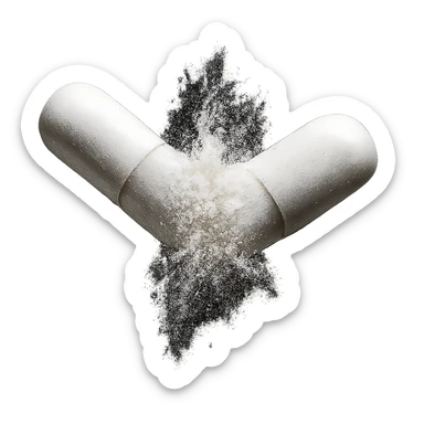 DUE BOCCETTE DI INTEGRATORI BIANCHE CHE SI SCONTRANO A VICENDA FINO AD ELIMINARSI, IPERREALISTICA 4K sticker