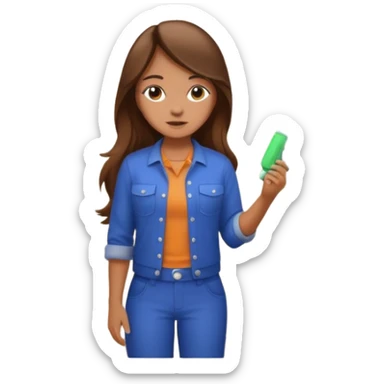 beautiful girl with long brown hair constructing new bathroom area with new shower and amenities  sticker