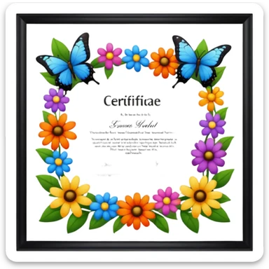 flowers butterflies frame certificates for kids sticker