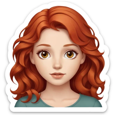 beautiful girl with wavy red hair, natural makeup look sticker