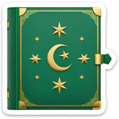 Closed Quran with the Islamic Symbol on it (moon and star) green sticker