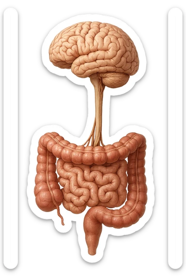 intestino e cervello sono collegati verticalmente, iperrealistico 4k sticker