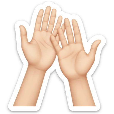 two hands, one from the left and one from the right, almost touching, inspired by the Creation of Adam sticker