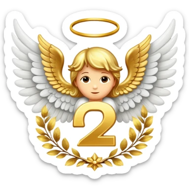 2st place award number decorated with angel golden wings  sticker