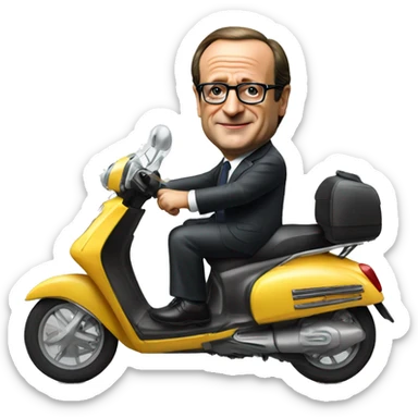 Francois Hollande on a scooter bike  sticker