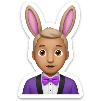 Rabbit ears and purple bowtie wearring man sticker