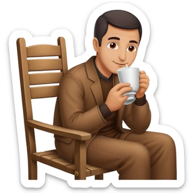 Konya Turkish guy drinking a nice warm tea on his chair  at a beautiful sight sticker