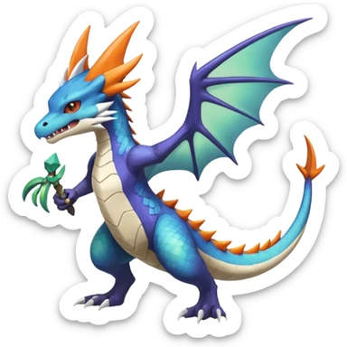 Shiny Noivern-Latios-Marowak-Salandit-Fakémon-hybrid-creature (full body)  sticker
