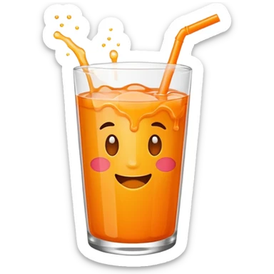 Super sweet mandarin emoji, fizzy juice splash, simple flat design, bold lines, bright orange, transparent background. sticker