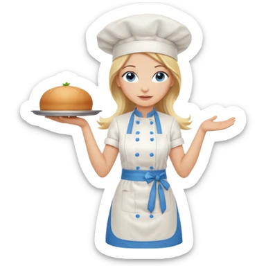 Full body 
Sexy Long Blonde hair blue eyed female chef sticker
