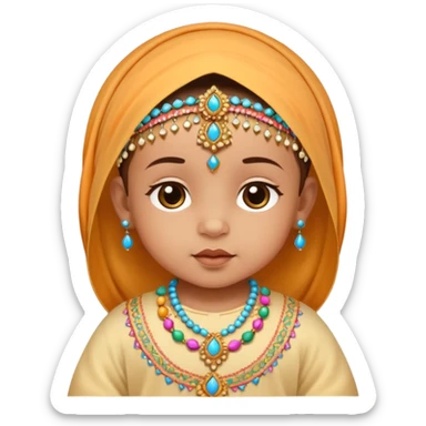  baby, dressed in colorful ghalibiya with delicate decorations sticker