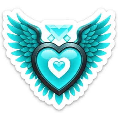 Dark Cyan Six Winged heart with minecraft warden soul sticker