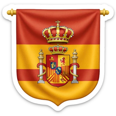  Bandera de España 🇪🇸 con un aguila marrón atrás del escudo de España sticker