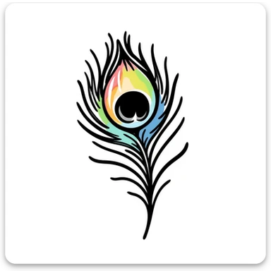 Iridescent peacock feather with beautiful rainbow eye pattern sticker