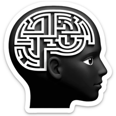 silhouette of a head with a maze inside sticker