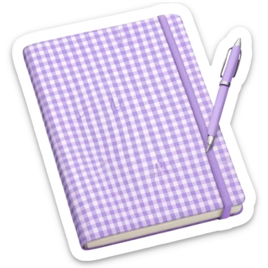 Cute  journal cover, pastel purple gingham pattern
Handwritten feminine typography, soft aesthetic, cozy girl vibe
Clean product mockup, minimal shadows, lifestyle stationery style sticker