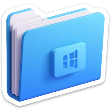 Windows 11 folder icon, soft blue, subtle shadow, modern UI look, no text sticker