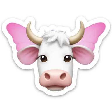 White and pink cow with fairy wings sticker