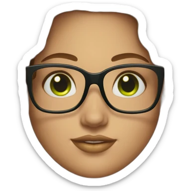 curvy-woman-with-wavy-brown-hair-square-glasses-green-eyes sticker