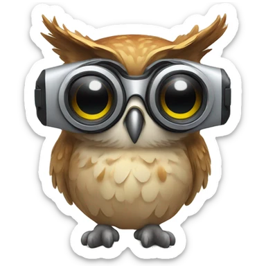 owl with virtual reality glasses sticker