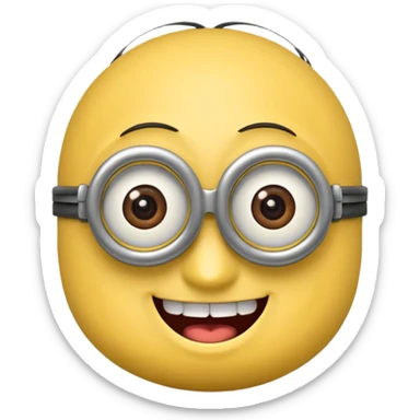 Minion emoji with a round head like normal emojis and a smurk 😏 sticker
