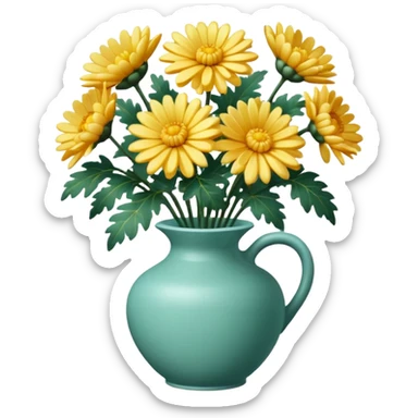 chrysanthemums in a hand shaped vase sticker