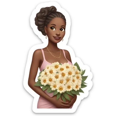 Photo of a Victoria secret model pregnant posing with flowers at her baby shower  sticker