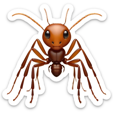 Cinematic Realistic Noble Ant Portrait Emoji, Poised and industrious, with a compact, meticulously segmented body covered in smooth, natural brown exoskeleton and focused, determined eyes rendered in lifelike detail, high shine, intelligent and resilient, styled with an air of urban diligence, focused and attentive, soft glowing outline, capturing the essence of a watchful and confident ant that appears ready to march out of the screen with unwavering authority! sticker