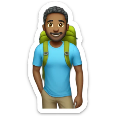 man-light-blue-shirt-hiking-mountain sticker