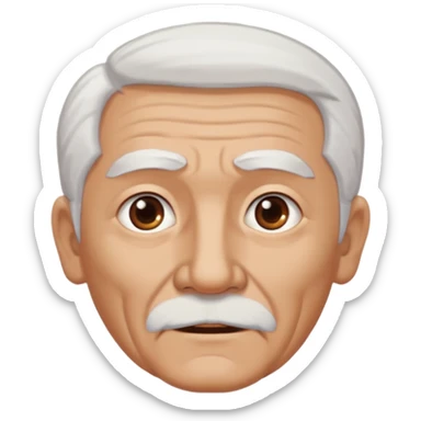 Illustrated emoji of an old man, white hair, dark eyes, tanned skin, without mustache sticker