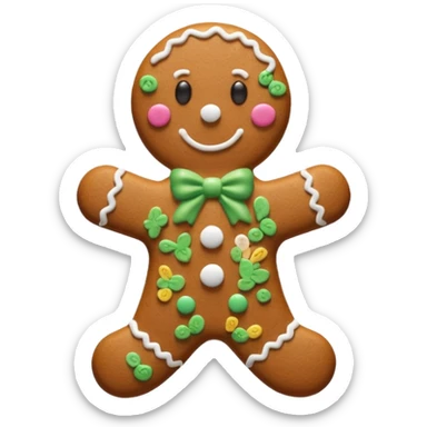gingerbread man saying happy new year sticker