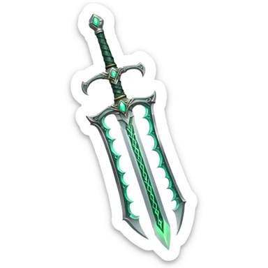 magical greatsword with a Eldritch green fire powers in it sticker