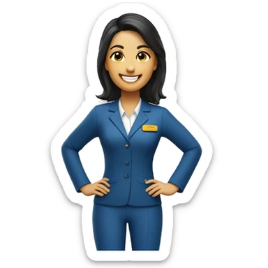 Asesor Inmobiliario  Century21 mujer de pie sonriendo uniforme azul sticker