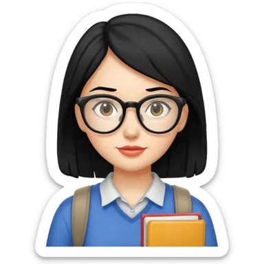 a female college student, and black hair, no back pack sticker