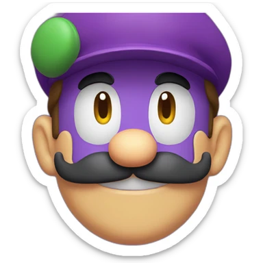 mario face with waluigi mustache sticker