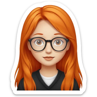Girl with long orange hair and glasses sticker