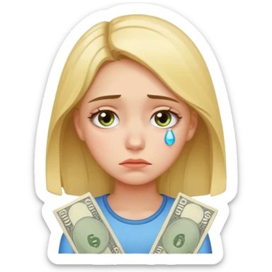 Celular mano de una chica mirando poco dinero triste sticker