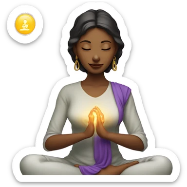 Light lady with 7 chakra symbols meditating mudra sticker