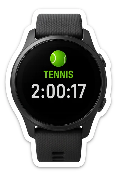 smartwatch con modalità attiva di tennis che segna 2 ore di tennis, REALISTICA 4K sticker