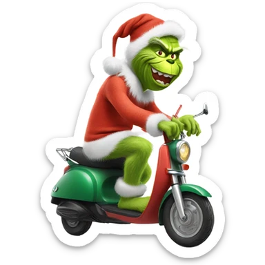 the grinch riding a scooter sticker