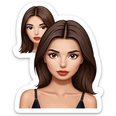 Emily Ratajkowski, beautiful fashion model with brunette hair, full lips, defined eyebrows sticker