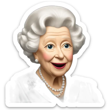 Queen Elizabeth II eating chips and gravy with Russell grant sticker