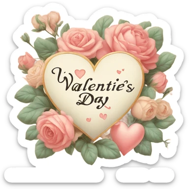 vintage valentine’s day card sticker