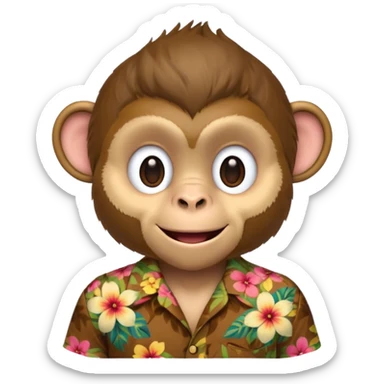 Monkey – cheeky grin, wearing floral aloha shirt. sticker