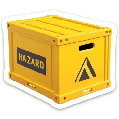 industrial crate, yellow hazard markings, rugged look sticker