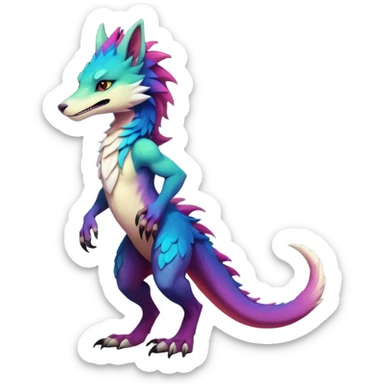 Exotic colorful badass elegant wild beautiful natural cute badass epic anthro modern furry sergal-vernid-creature, full body, colors-gradient pretty hair, aesthetic, art by LiLaiRa, art by art by Falvie sticker