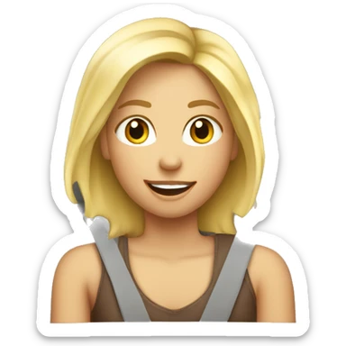 blonde girl in car interior happy birthday  sticker