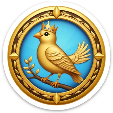 circular achievement style badge for early bird featuring a bird inside and a royal border  sticker