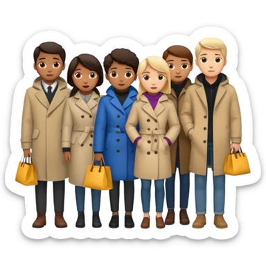 people waiting to enter a store without bags sticker