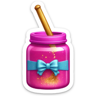Hot pink jar of dripping honey with glitter and wand  sticker